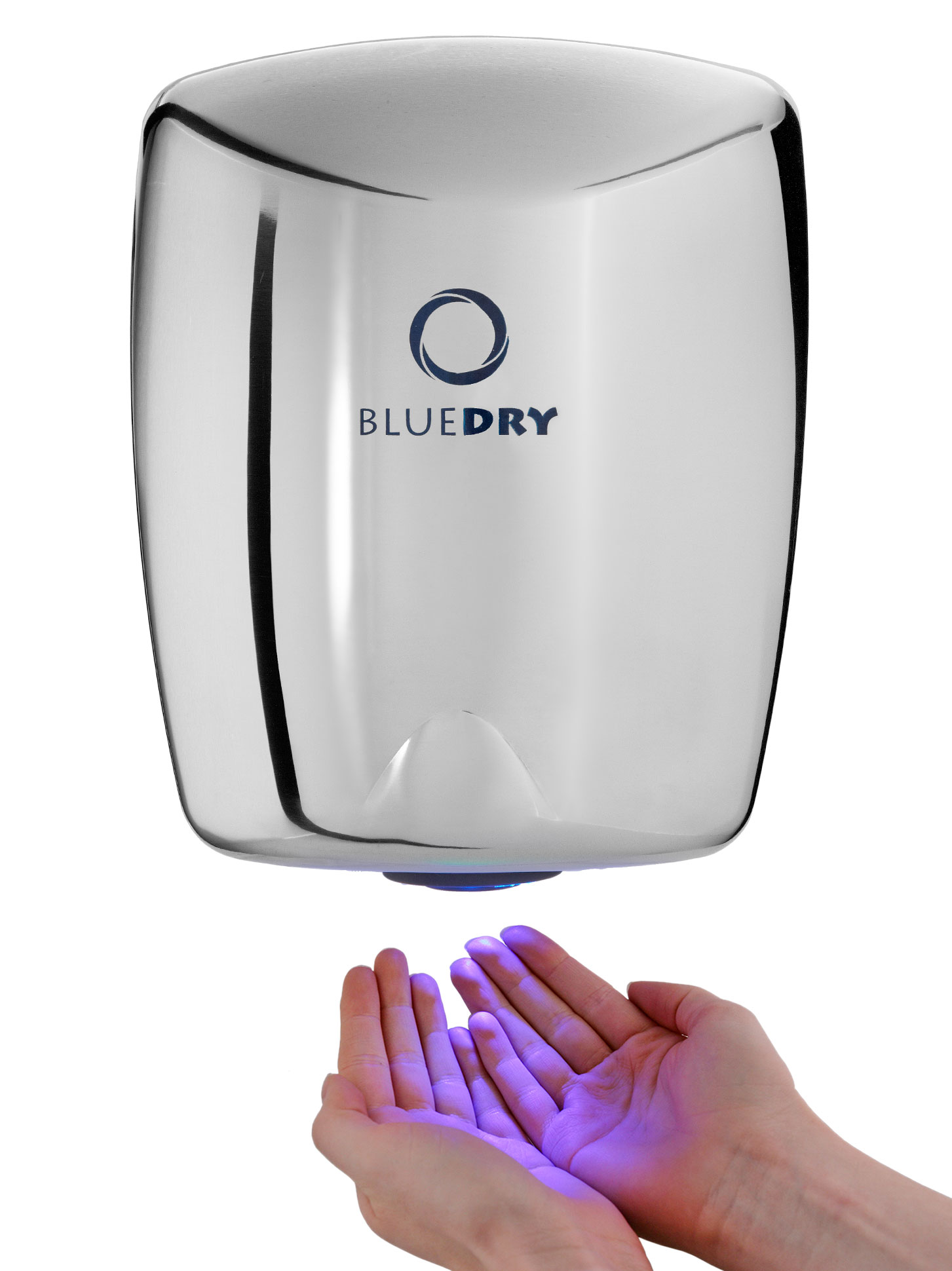 Brushed Steel BLUEDRY Mini Jet High Speed Compact Electric Hand Dryer 